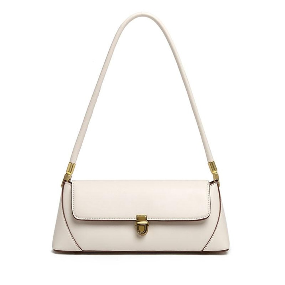 Vintage Lock Buckle Baguette Shoulder Bag For Women Stylish PU Leather Underarm Purse 9