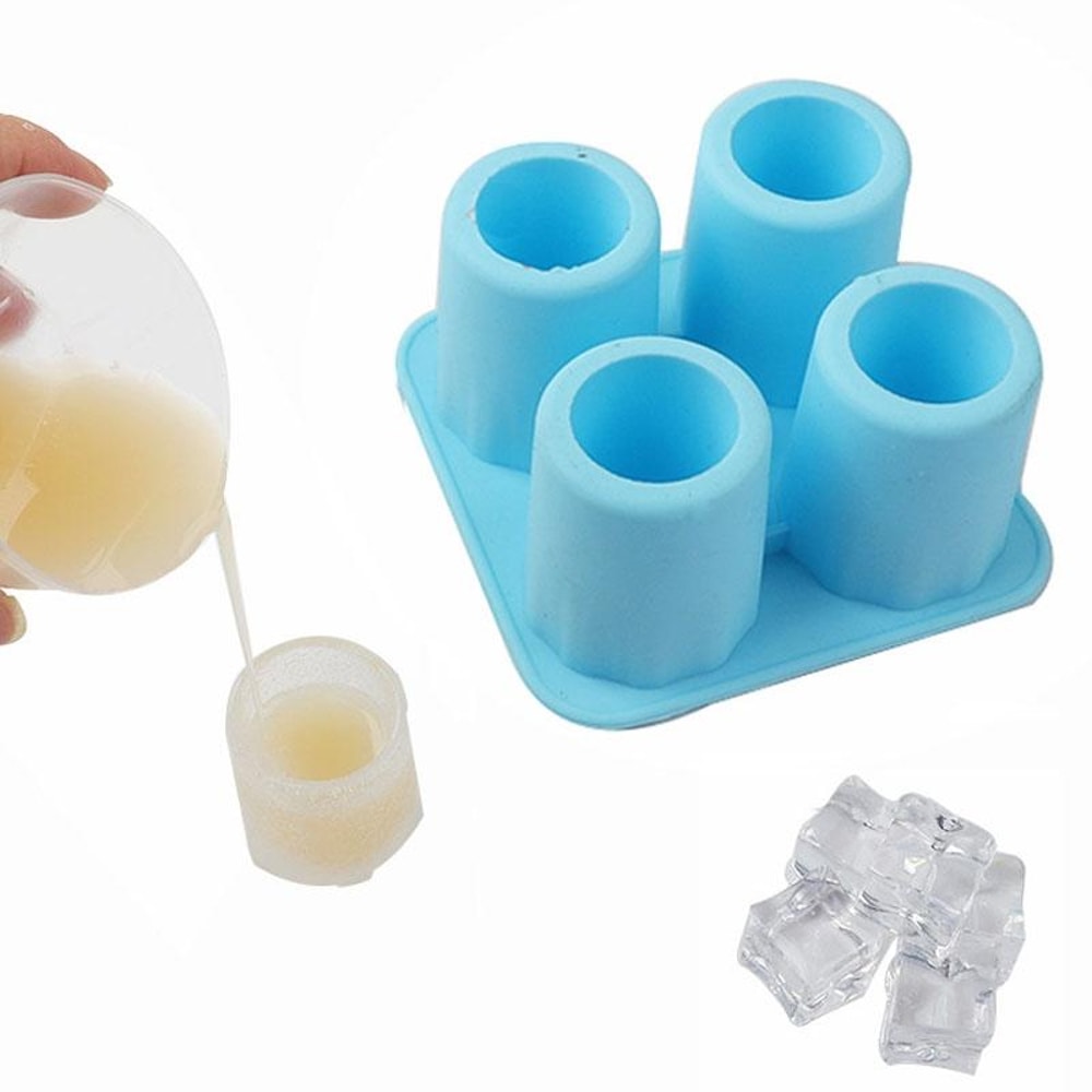4-Cavity Silicone Ice Cube Mold for Whiskey, Cocktails & Creative DIY Treats