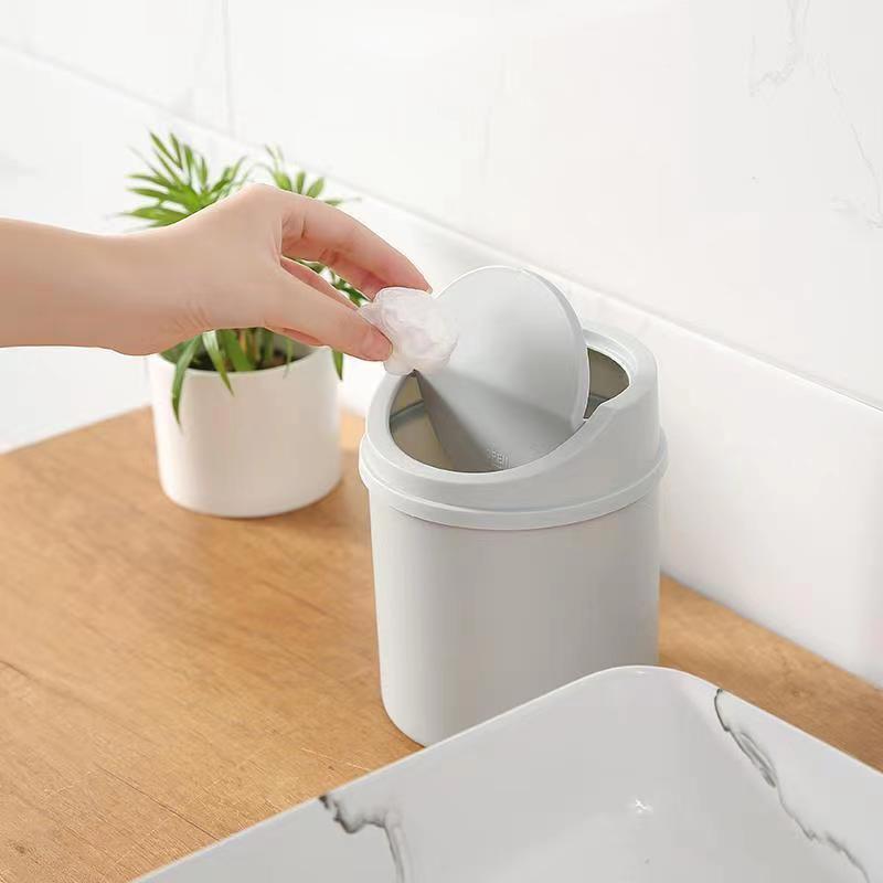 Cute Mini Desktop Trash Can With Flip Lid For Dorm Room Office Desk Vanity Storage 2