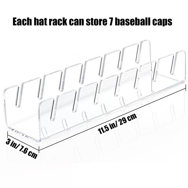 Clear Acrylic Baseball Cap Organizer Rack for 7 Hats Space Saving Hat Display Stand