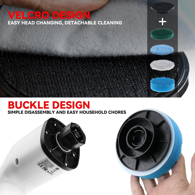 Cordless Electric Spin Scrubber With Extension Handle 7 Cleaning Heads 4
