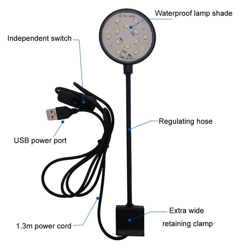 USB ClipOn Aquarium LED Light For Small Fish Tanks Aquatic Plants 3