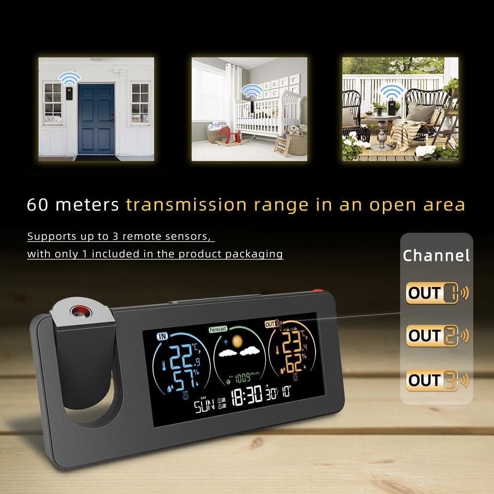Projection Alarm Clock with Weather Forecast & Color Display