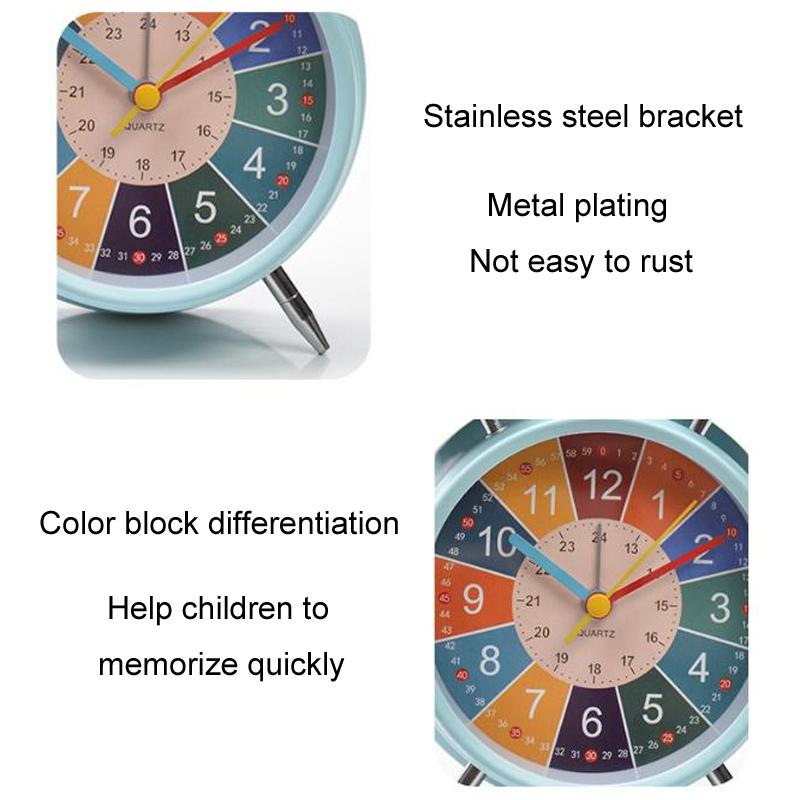 Kids Silent Twin Bell Alarm Clock For Bedroom Learning Bedside Wake Up 5