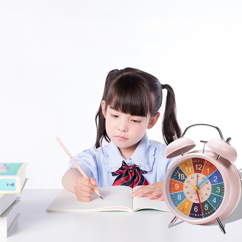 Kids Silent Twin Bell Alarm Clock For Bedroom Learning Bedside Wake Up 1