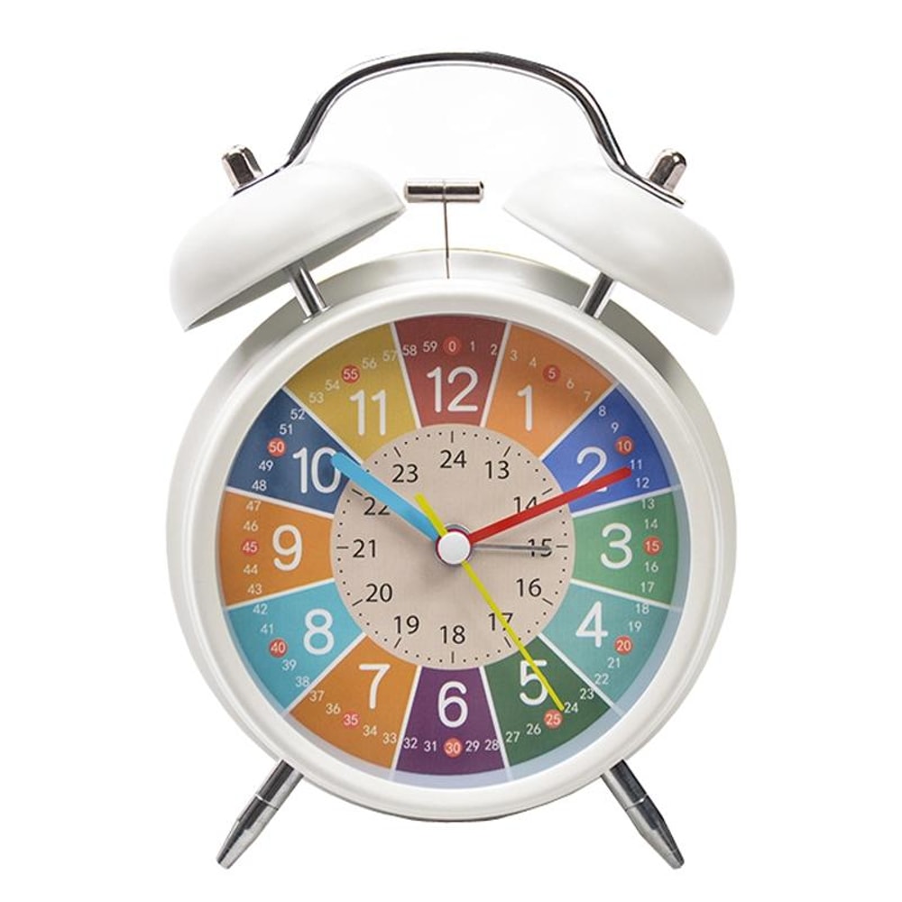 Kids Silent Twin Bell Alarm Clock For Bedroom Learning Bedside Wake Up 9