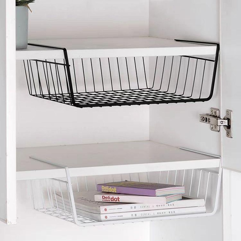 Under Shelf Organizer Metal Hanging Storage Rack for Kitchen Cabinets & Closets