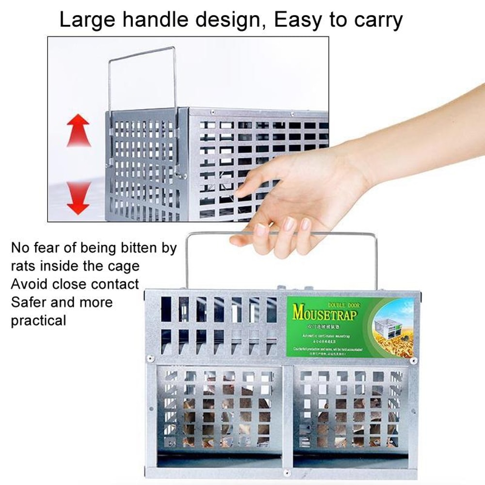 Dual Door Humane Mouse Trap Cage for Indoor Rodent Control and Safe Catch Release