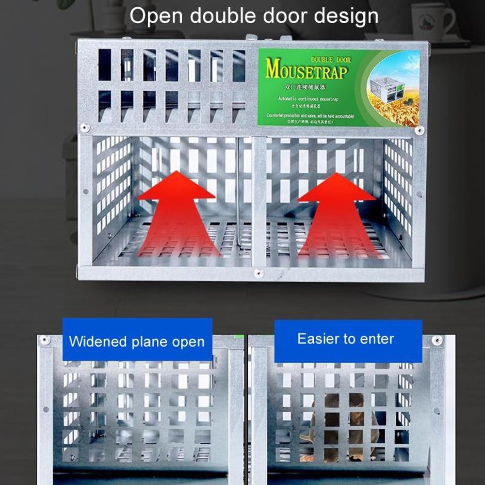 Dual Door Humane Mouse Trap Cage for Indoor Rodent Control and Safe Catch Release