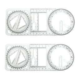 2pcs multifunctional drawing ruler set with rotating protractor and geometric drawing templates
