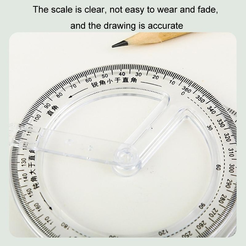 2PCS Multifunctional Drawing Ruler Set with Rotating Protractor and Geometric Drawing Templates
