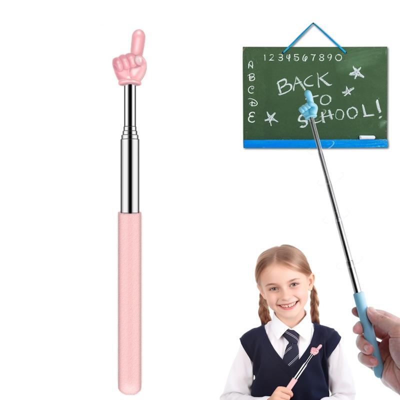 Retractable Teacher Pointer Stick with Extendable Finger for Classroom Reading & Presentations Random Color