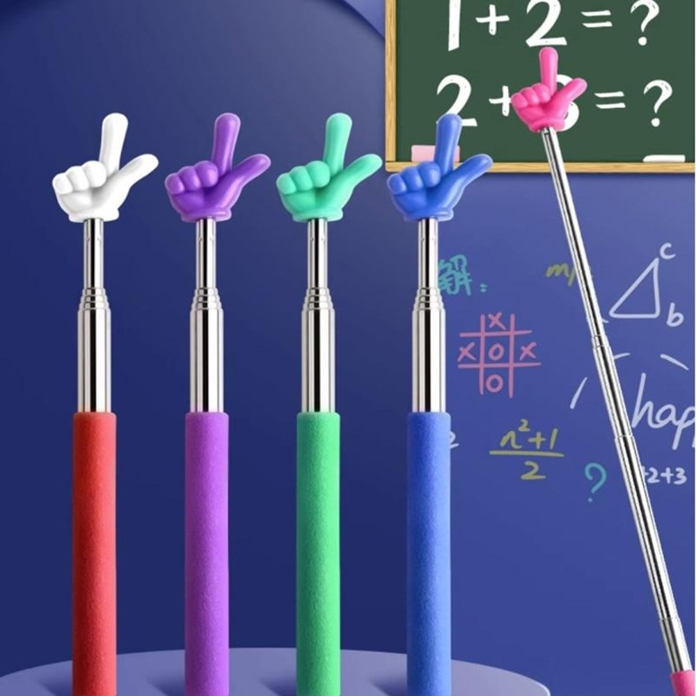 Retractable Teacher Pointer Stick with Extendable Finger for Classroom Reading & Presentations Random Color