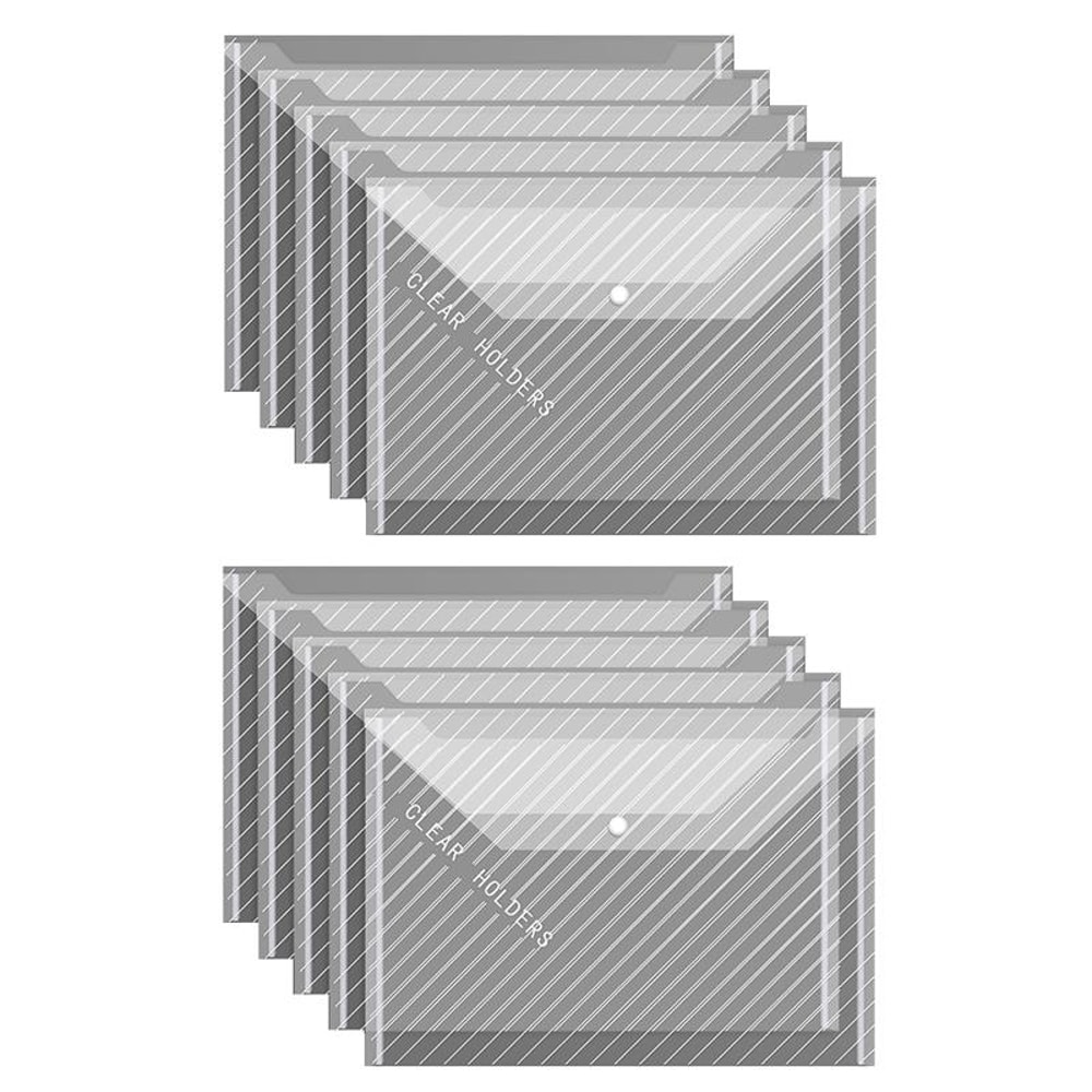10 Pcs A4 Document Folder Waterproof Transparent File Organizer Bags with Secure Snap Closure