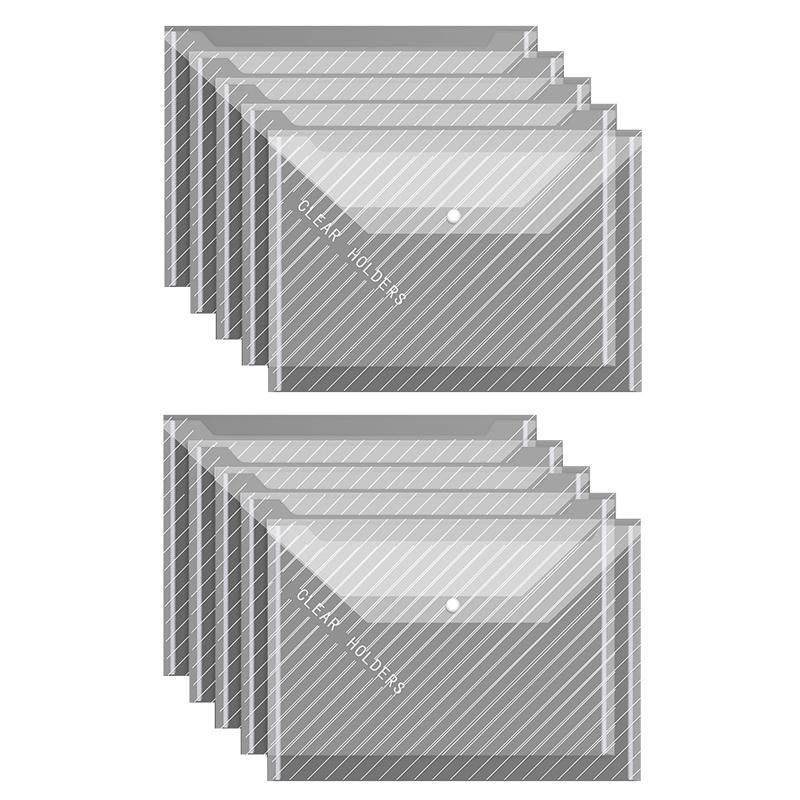 10 Pcs A4 Document Folder Waterproof Transparent File Organizer Bags with Secure Snap Closure
