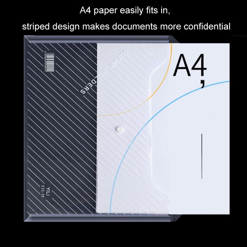 10 Pcs A4 Document Folder Waterproof Transparent File Organizer Bags with Secure Snap Closure