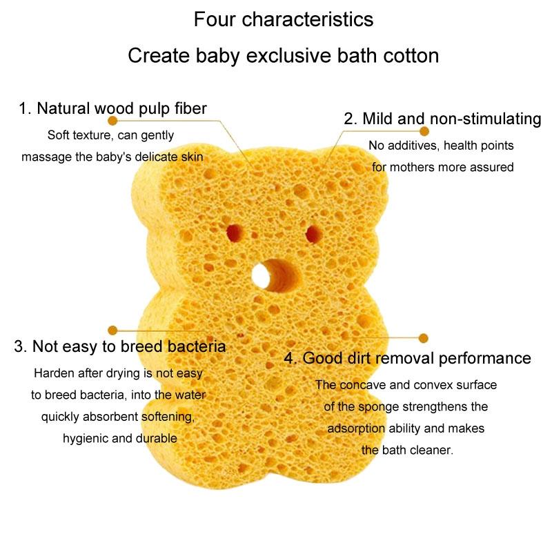 Cute Cartoon Baby Bath Sponge Soft Natural Wood Pulp Bath Scrubber For Sensitive Skin 6