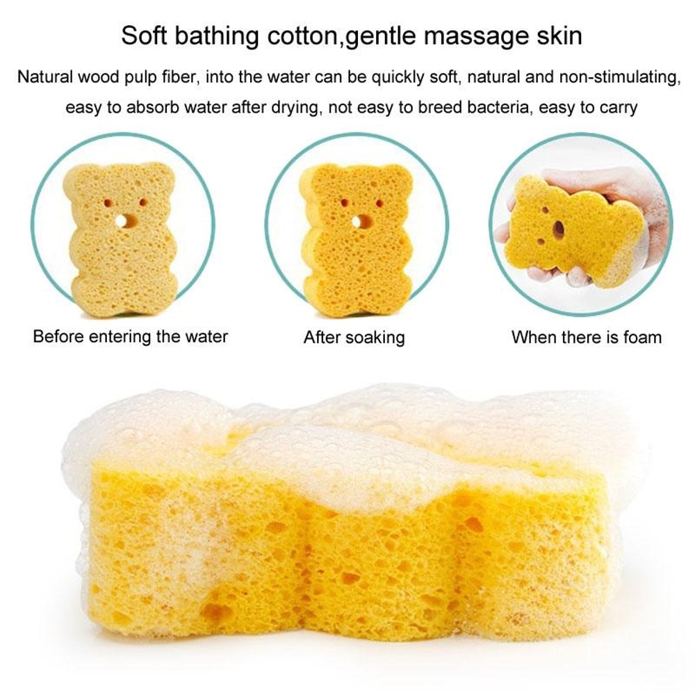 Cute Cartoon Baby Bath Sponge Soft Natural Wood Pulp Bath Scrubber For Sensitive Skin 7