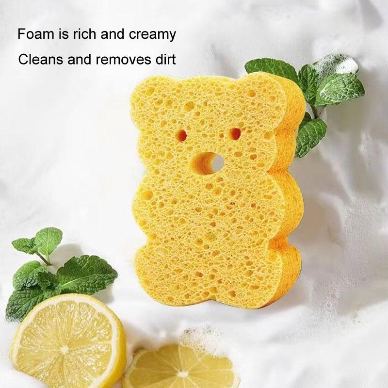 Cute Cartoon Baby Bath Sponge Soft Natural Wood Pulp Bath Scrubber For Sensitive Skin 8