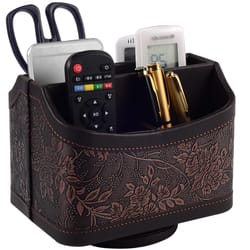 desk organizer pu leather remote control holder with 5 storage compartments
