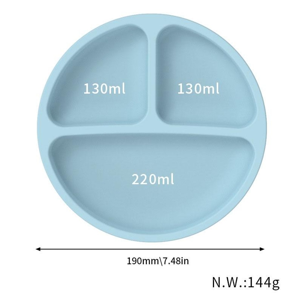 Baby Silicone Suction Plate With 3 Compartments For Toddlers And Self Feeding 1
