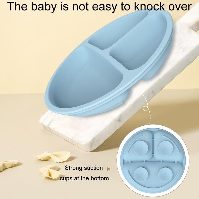 Baby Silicone Suction Plate With 3 Compartments For Toddlers And Self Feeding 4
