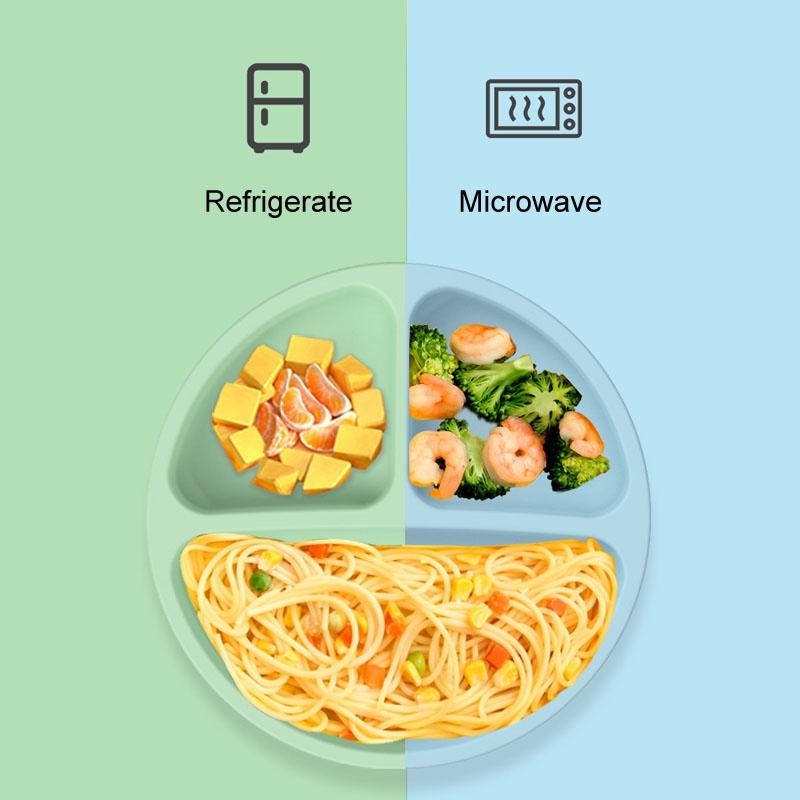 Baby Silicone Suction Plate With 3 Compartments For Toddlers And Self Feeding 5