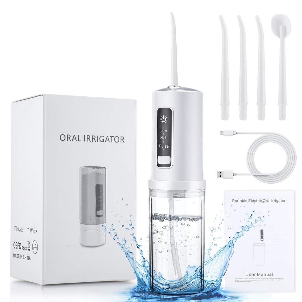 Portable Water Flosser for Teeth Cleaning with 4 Nozzles & Rechargeable Design