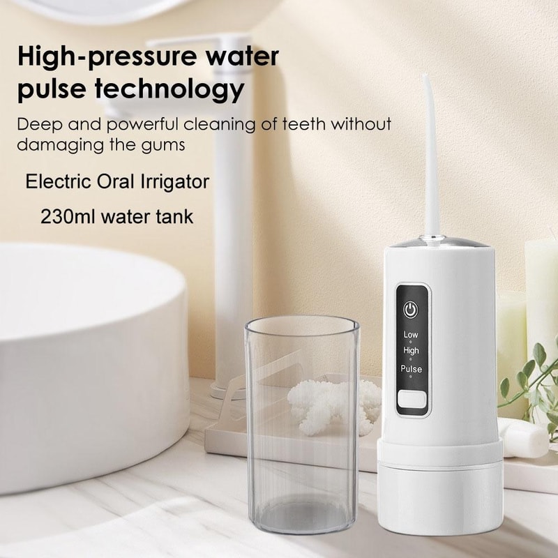 Portable Water Flosser for Teeth Cleaning with 4 Nozzles & Rechargeable Design