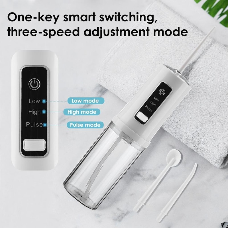 Portable Water Flosser for Teeth Cleaning with 4 Nozzles & Rechargeable Design