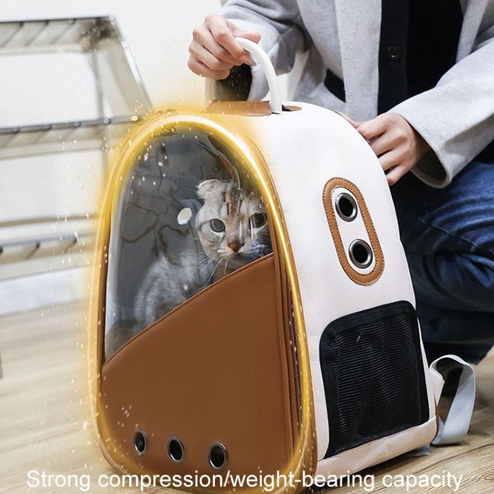 Pet Travel Capsule Backpack Carrier For Cats Small Dogs With Breathable Viewing Window 4