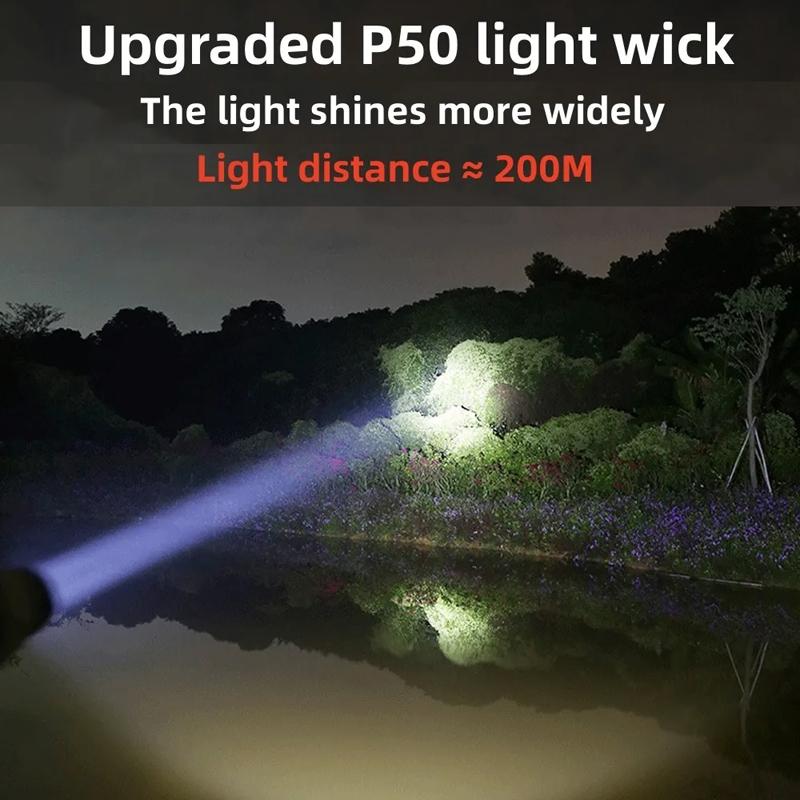 Rechargeable Flashlight With Zoom Focus IP55 Waterproof Tactical Torch 11