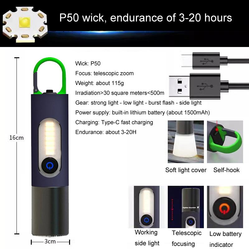 Rechargeable Flashlight With Zoom Focus IP55 Waterproof Tactical Torch 1