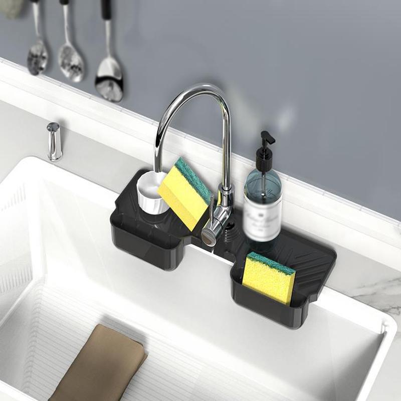 Silicone Drainage Mat With Faucet Basket Kitchen Bath Organizer 3