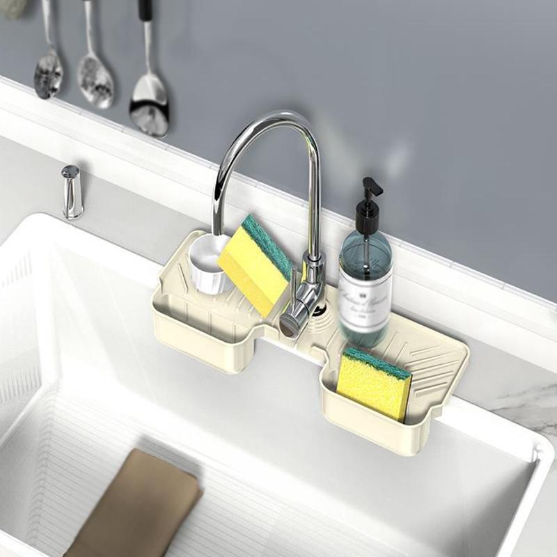 Silicone Drainage Mat With Faucet Basket Kitchen Bath Organizer 5