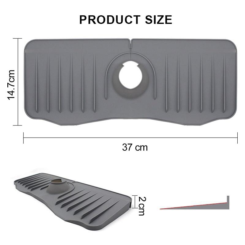 Premium Silicone Faucet AntiSplash Drain Mat Keep Counters Dry 1