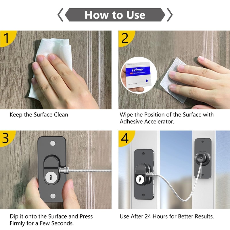 Multifunctional Children Window Cabinet Safety Lock With Key 2
