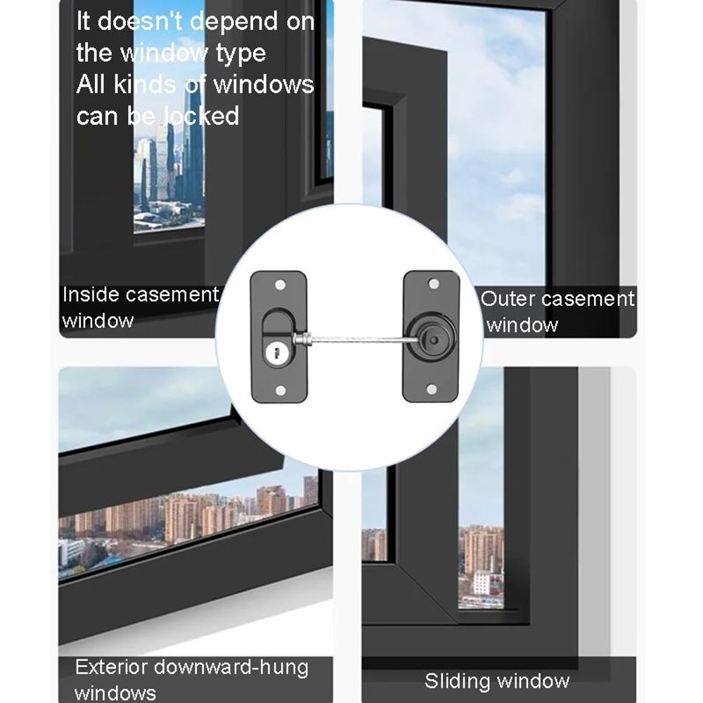 Multifunctional Children Window Cabinet Safety Lock With Key 10