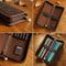 Retro Crazy Horse Leather Pencil Case Durable Zipper Pen Organizer 4