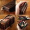 Retro Crazy Horse Leather Pencil Case Durable Zipper Pen Organizer 5