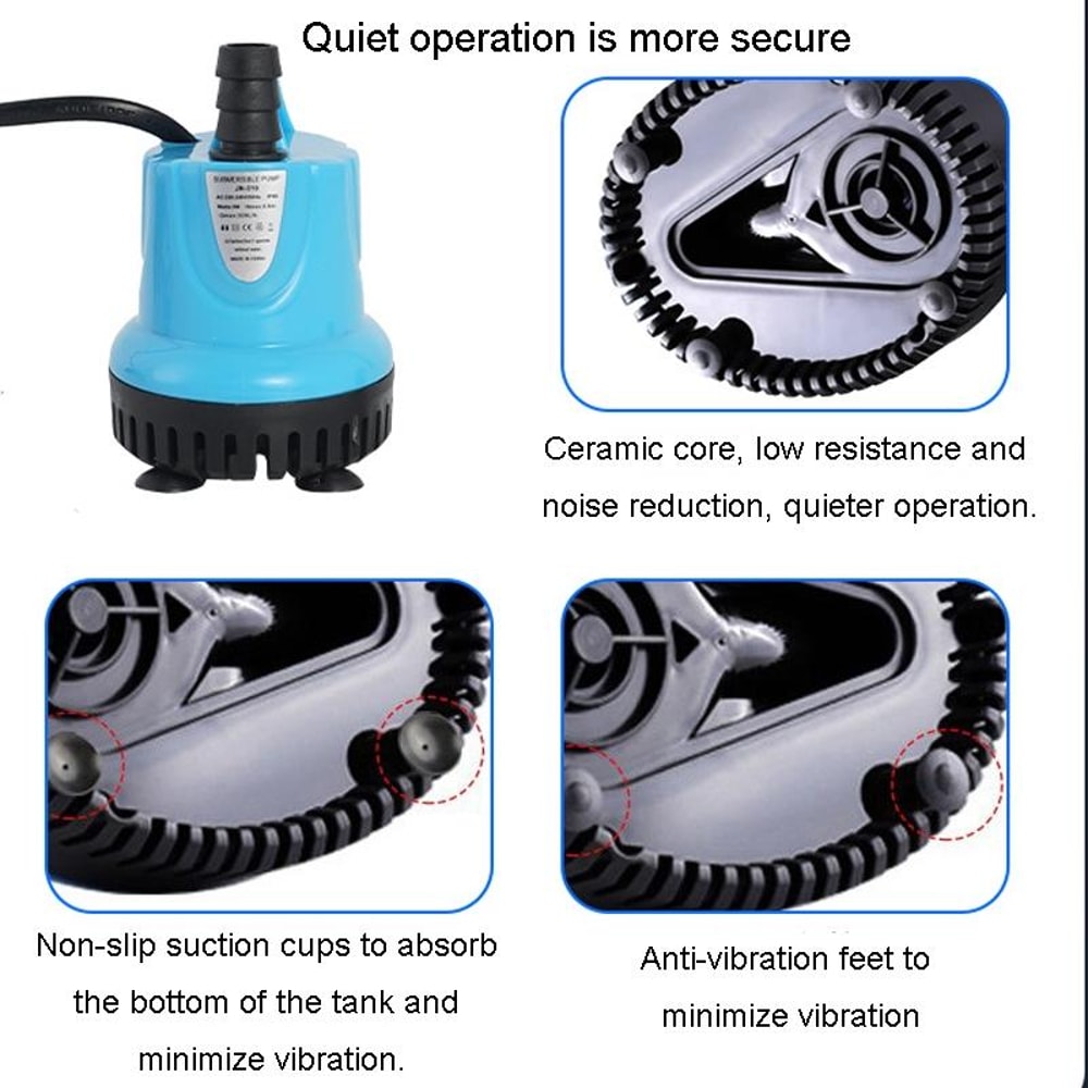 12W AntiDry Submersible Aquarium Pump For Fish Tanks Fountains 3