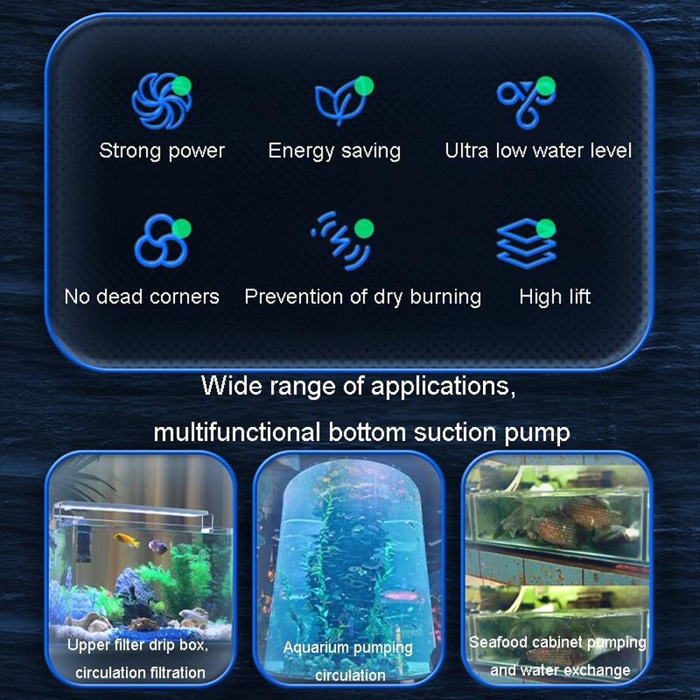 12W AntiDry Submersible Aquarium Pump For Fish Tanks Fountains 9