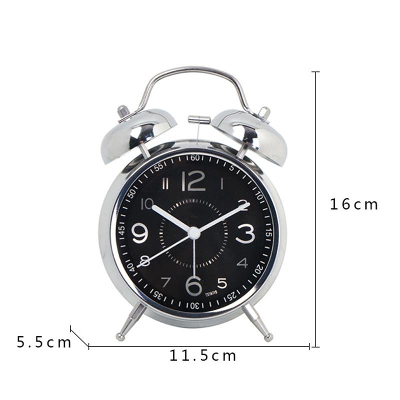 45Inch Electroplated Metal Alarm Clock With Night Light Quiet Quartz Movement 2