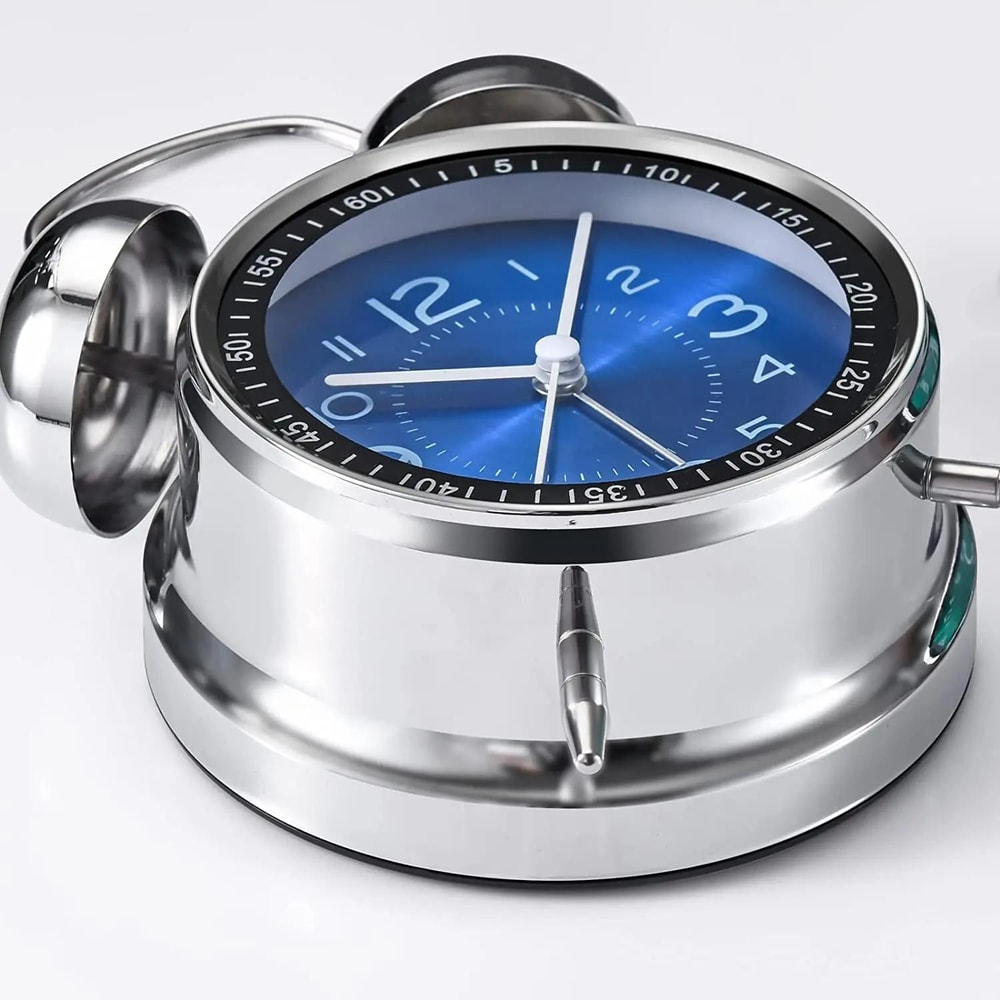 45Inch Electroplated Metal Alarm Clock With Night Light Quiet Quartz Movement 5