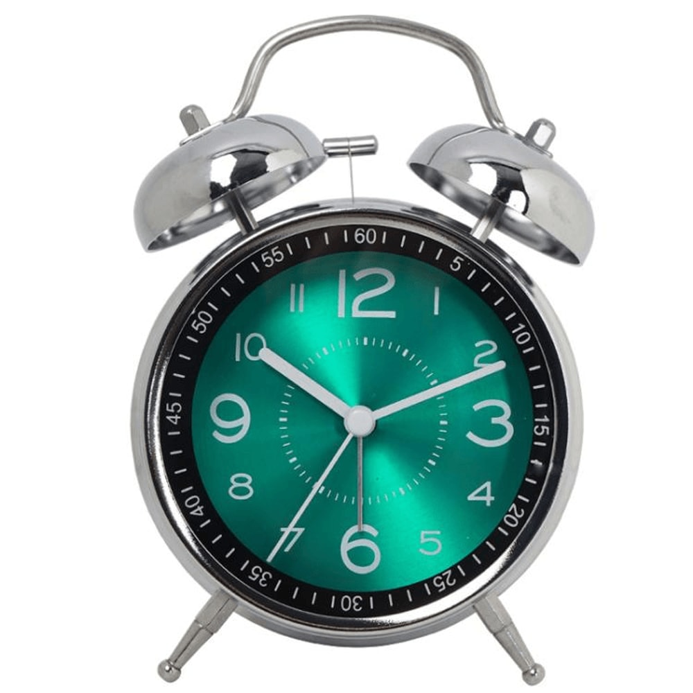 45Inch Electroplated Metal Alarm Clock With Night Light Quiet Quartz Movement 7
