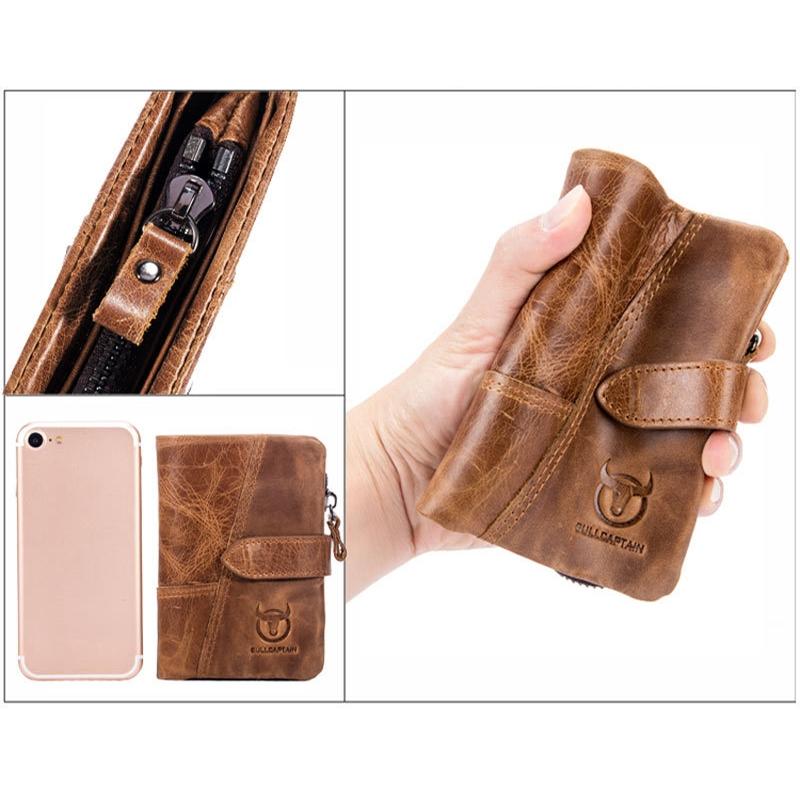 Premium Cowhide RFID AntiTheft Vertical Men Wallet With Detachable Design 3