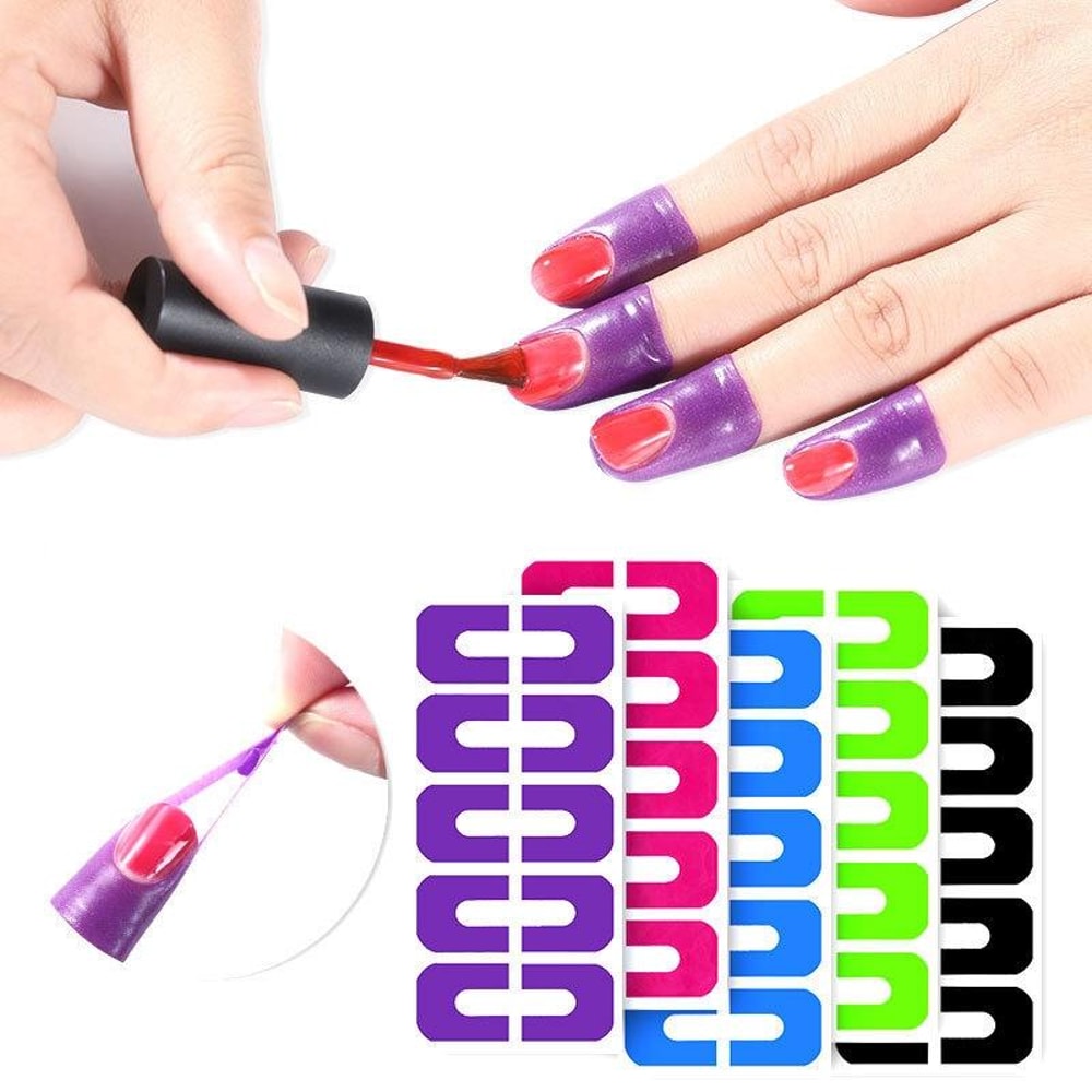 Premium U Shape Nail Polish Protector Stickers, 10pcs Anti Spill Nail Art Accessories