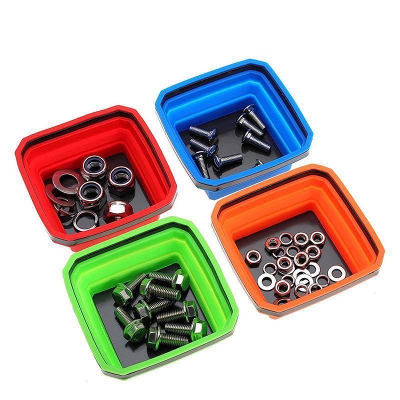 Square Foldable Silicone Magnetic Tool Tray For Small Parts Screws 1