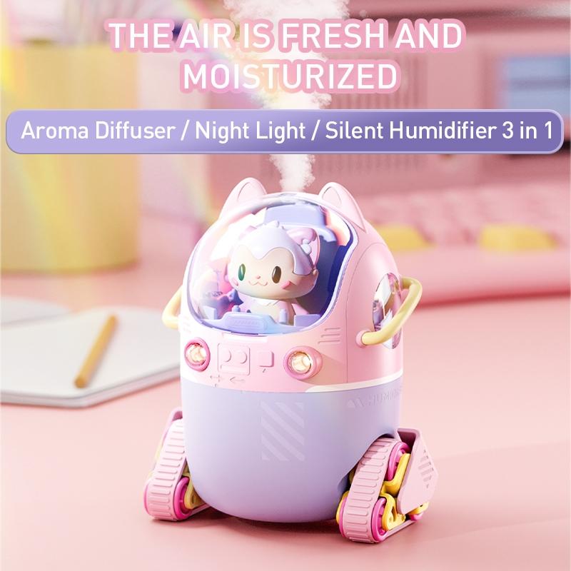 220ML Portable Cartoon Tank Car Humidifier With LED Lights 1