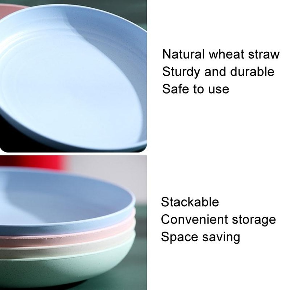 EcoFriendly Wheat Straw Round Fruit Plate Durable Microwave Safe 2